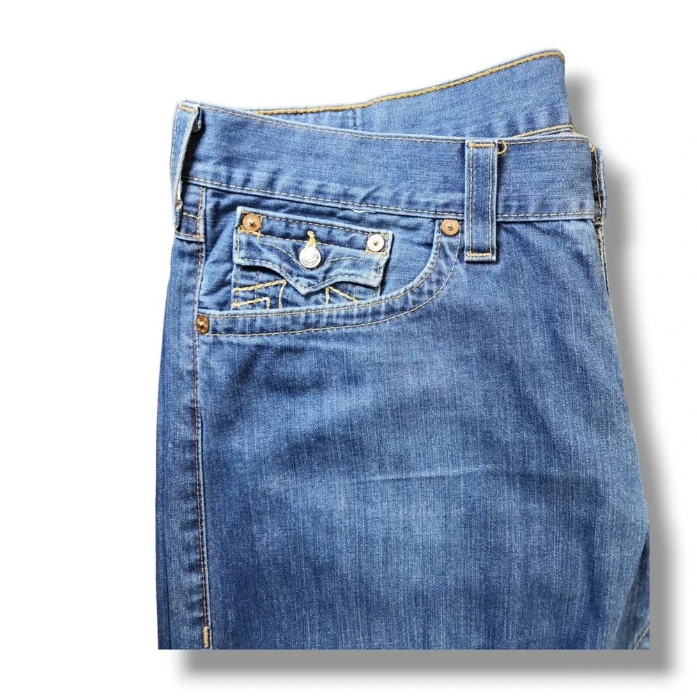 Vintage TRUE RELIGION Section STRAIGHT Size 42x28.5‎ Denim Jeans Made In USA